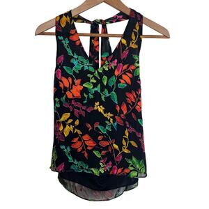 Alice + Olivia Maris Velvet Burnout Leaf Halter Top Black Multicolor Womens S